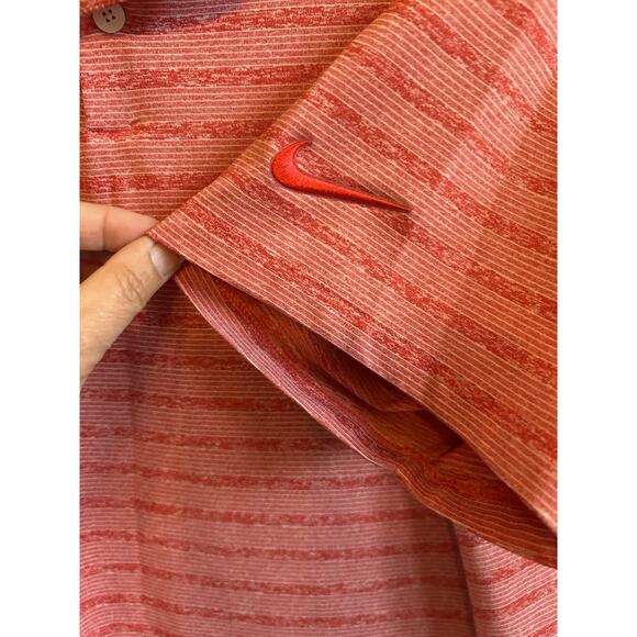 Nike Polo Shirt Mens XL Red Striped Casual Golf Rugby Performance Dri Fit Preppy - Picture 4 of 6